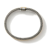 Icon 18K Gold & Silver 7mm Chain Reversible Bracelet with Reticulated Pusher Clasp, Size UM BG