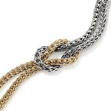 Love Knot 14K Gold & Silver 7mm Slim Chain Double Row Bracelet with Pusher Clasp, Size UM