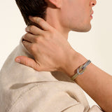 Love Knot 14K Gold & Silver 7mm Slim Chain Double Row Bracelet with Pusher Clasp, Size UM