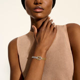 Love Knot 14K Gold & Silver 7mm Slim Chain Double Row Bracelet with Pusher Clasp, Size UM