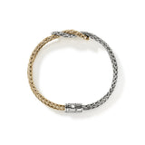 Love Knot 14K Gold & Silver 7mm Slim Chain Double Row Bracelet with Pusher Clasp, Size UM