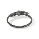 Spear Silver Diamond Pave (0.24ct) Bypass 5.5mm Flex Cuff with Black Rhodium, Size M