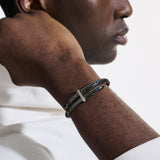 Spear Silver Diamond Pave (0.24ct) Bypass 5.5mm Flex Cuff with Black Rhodium, Size M