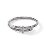 Spear Silver Diamond Pave (0.24ct) Bypass 5.5mm Flex Cuff, Size M