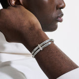 Spear Silver Diamond Pave (0.24ct) Bypass 5.5mm Flex Cuff, Size M