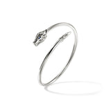 Naga Silver Slim Cuff with Blue Sapphire Eyes, Size M