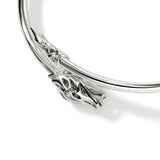 Naga Silver Slim Cuff with Blue Sapphire Eyes, Size M