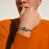 Spear Silver Bypass 5.5mm Flex Cuff with Treated Black Sapphire, Size M