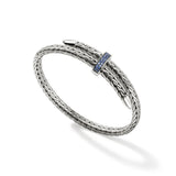 Spear Silver Bypass 5.5mm Flex Cuff with Blue Sapphire, Size M