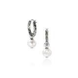 JH Essentials Silver Hoop Earrings with 8-8.5mm Cultured Fresh Water Pearl (16mm)