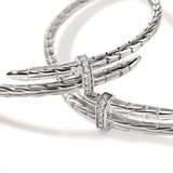 Spear Silver Diamond Pave (0.12ct) Hoop Earrings (50mm)