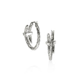 Spear Silver Diamond Pave (0.12ct) Hoop Earrings (22.5mm)