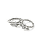 Spear Silver Diamond Pave (0.12ct) Hoop Earrings (22.5mm)