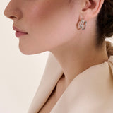 Spear Silver Diamond Pave (0.12ct) Hoop Earrings (22.5mm)