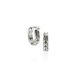 JH Essentials Silver White Diamond (0.06ct) and Treated Black Diamond Pave (0.33ct) Hoop Earrings (13mm)