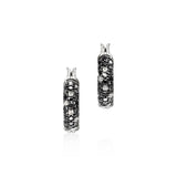 JH Essentials Silver White Diamond (0.06ct) and Treated Black Diamond Pave (0.33ct) Hoop Earrings (13mm)