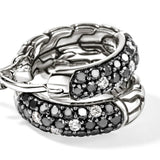 JH Essentials Silver White Diamond (0.06ct) and Treated Black Diamond Pave (0.33ct) Hoop Earrings (13mm)