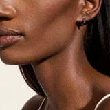 JH Essentials Silver White Diamond (0.06ct) and Treated Black Diamond Pave (0.33ct) Hoop Earrings (13mm)