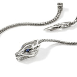 Naga Silver Linear Earrings with Blue Sapphire Eyes