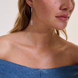 Naga Silver Linear Earrings with Blue Sapphire Eyes