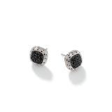 Essentials Silver Lava 12mm Square Stud Earrings with Treated Black Sapphire