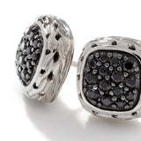 Essentials Silver Lava 12mm Square Stud Earrings with Treated Black Sapphire