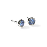 JH Essentials Silver 7mm Stud Earrings with Blue Sapphire