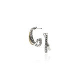 JH Essentials 14K Gold & Silver Crossover Earrings (Length 20.5mm)