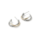 JH Essentials 14K Gold & Silver Crossover Earrings (Length 20.5mm)