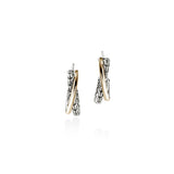 JH Essentials 14K Gold & Silver Crossover Earrings (Length 20.5mm)