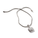 Essentials Silver Diamond Pave Medium Square Pendant (0.72ct)