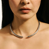 Dot Silver Collar Necklace, Size 16