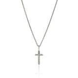 JH Essentials Spiritual Silver Cross Pendant on 1.5mm Rolo Chain Necklace, Size 16-18 Adjustable