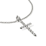 JH Essentials Spiritual Silver Cross Pendant on 1.5mm Rolo Chain Necklace, Size 16-18 Adjustable