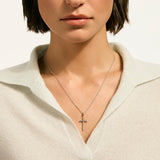 JH Essentials Spiritual Silver Cross Pendant on 1.5mm Rolo Chain Necklace, Size 16-18 Adjustable