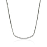 JH Essentials Silver Diamond Pave (0.71ct) 2.5mm Mini Chain Necklace, Size 16-18 Adjustable