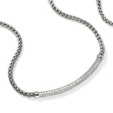 JH Essentials Silver Diamond Pave (0.71ct) 2.5mm Mini Chain Necklace, Size 16-18 Adjustable