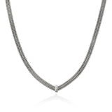 Icon Link Silver Diamond Pave (0.21ct) 6mm Necklace, Size 18