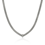 Icon Link Silver Diamond Pave (0.21ct) 6mm Necklace, Size 18