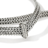 Icon Link Silver Diamond Pave (0.21ct) 6mm Necklace, Size 18