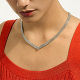 Icon Link Silver Diamond Pave (0.21ct) 6mm Necklace, Size 18