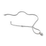 Essentials Silver Diamond Pave Square Pendant- on Chain Necklace with Diamond (0.21ct), Size 16 - 18 Adjustable