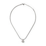 Essentials Silver Diamond Pave Square Pendant- on Chain Necklace with Diamond (0.21ct), Size 16 - 18 Adjustable