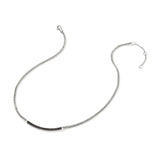 JH Essentials Silver 2.5mm Mini Chain Necklace with Treated Black Sapphire, Size 16-18 Adjustable
