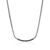 JH Essentials Silver 2.5mm Mini Chain Necklace with Treated Black Sapphire, Size 16-18 Adjustable