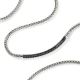 JH Essentials Silver 2.5mm Mini Chain Necklace with Treated Black Sapphire, Size 16-18 Adjustable