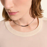 JH Essentials Silver 2.5mm Mini Chain Necklace with Treated Black Sapphire, Size 16-18 Adjustable