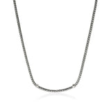 JH Essentials Silver 2.5mm Mini Chain Necklace with Blue Sapphire, Size 16-18 Adjustable
