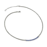 JH Essentials Silver 2.5mm Mini Chain Necklace with Blue Sapphire, Size 16-18 Adjustable