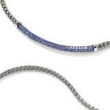 JH Essentials Silver 2.5mm Mini Chain Necklace with Blue Sapphire, Size 16-18 Adjustable